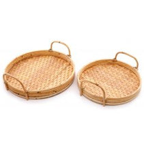 Load image into Gallery viewer, Natural Bamboo tray with handles
